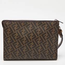 Fendi Tri Color Coated Canvas and Leather Diagonal Wristlet Pouch