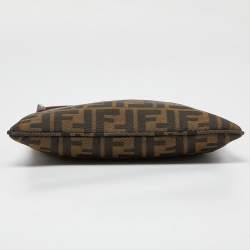 Pre Owned Fendi Tobacco Zucca Canvas and Leather Flat Bag