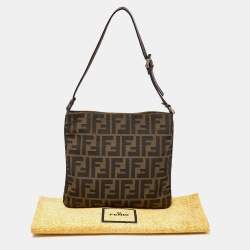 Pre Owned Fendi Tobacco Zucca Canvas and Leather Flat Bag