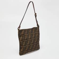 Pre Owned Fendi Tobacco Zucca Canvas and Leather Flat Bag
