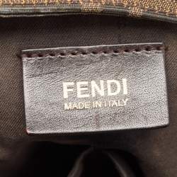 Pre Owned Fendi Tobacco Zucca Canvas and Leather Clasp Shoulder Bag