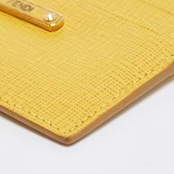 Pre Owned Fendi Yellow Leather Card Holder