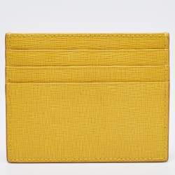 Pre Owned Fendi Yellow Leather Card Holder