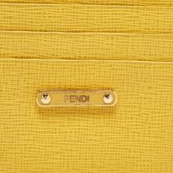Pre Owned Fendi Yellow Leather Card Holder