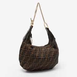 Fendi Tobacco Zucca Canvas and Leather Chef Chain Link Hobo