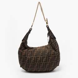 Fendi Tobacco Zucca Canvas and Leather Chef Chain Link Hobo