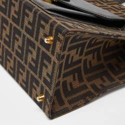 Pre Owned Fendi Tobacco Zucca Canvas and Leather Front Pocket Tote