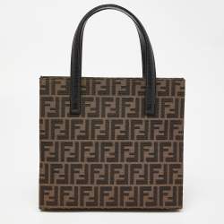 Pre Owned Fendi Tobacco Zucca Canvas and Leather Front Pocket Tote