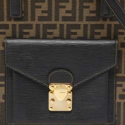 Pre Owned Fendi Tobacco Zucca Canvas and Leather Front Pocket Tote