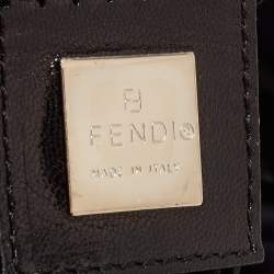 Fendi Black Fabric and Leather Flap Baguette Bag