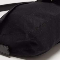 Fendi Black Fabric and Leather Flap Baguette Bag