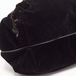 Pre Owned Fendi Black Velvet and Leather Wisteria Spy Hobo