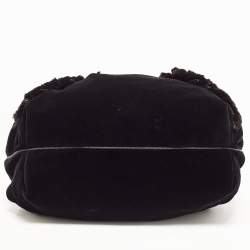 Pre Owned Fendi Black Velvet and Leather Wisteria Spy Hobo