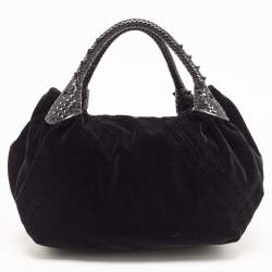 Pre Owned Fendi Black Velvet and Leather Wisteria Spy Hobo