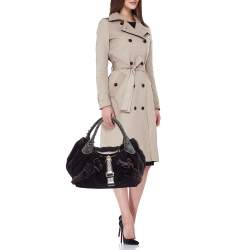 Pre Owned Fendi Black Velvet and Leather Wisteria Spy Hobo