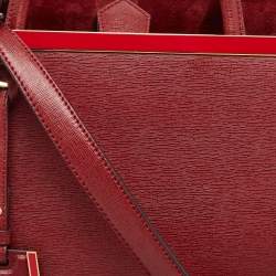 Pre Owned Fendi Red Leather Medium 2Jours Tote