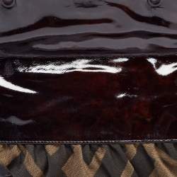 Pre Owned Fendi Tobacco Zucca Canvas and Patent Leather To You Convertible Clutch Bag