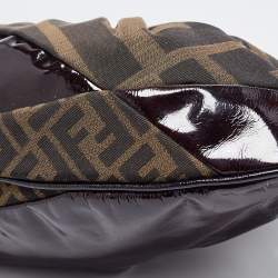 Pre Owned Fendi Tobacco Zucca Canvas and Patent Leather To You Convertible Clutch Bag