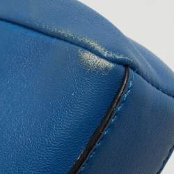 Pre Owned Fendi Powdered Blue Leather Micro Peekaboo Bag