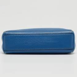 Pre Owned Fendi Powdered Blue Leather Micro Peekaboo Bag