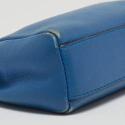 Pre Owned Fendi Powdered Blue Leather Micro Peekaboo Bag