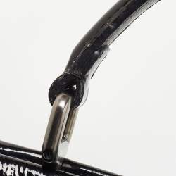 Pre Owned Fendi Black Patent Leather Large Peekaboo Top Handle Bag