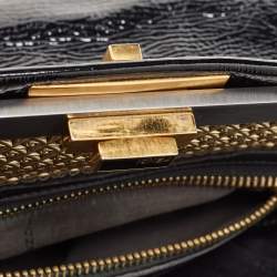 Pre Owned Fendi Black Patent Leather Large Peekaboo Top Handle Bag
