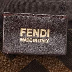 Fendi Tobacco Zucca Canvas and Leather Maxi Baguette Flap Shoulder Bag