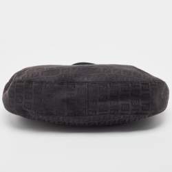 Pre Owned Fendi Black Zucchino Canvas and Leather Hobo