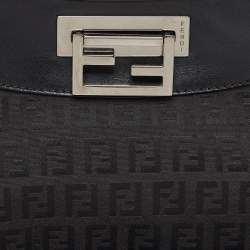 Pre Owned Fendi Black Zucchino Canvas and Leather Hobo