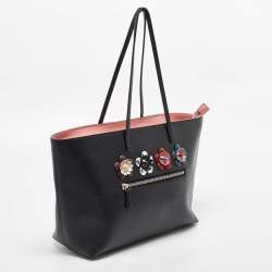 Pre Owned Fendi Black/Peach Leather Monster Roll Tote