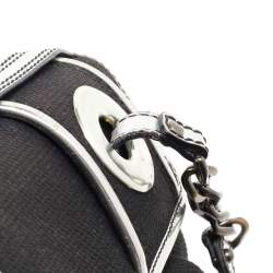 Pre Owned Fendi Black/Silver Canvas and Patent Leather B Shoulder Bag