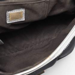 Pre Owned Fendi Black/Silver Canvas and Patent Leather B Shoulder Bag