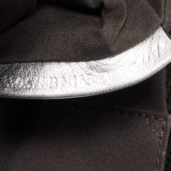 Pre Owned Fendi Black/Silver Canvas and Patent Leather B Shoulder Bag