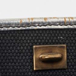 Pre Owned Fendi Black/Silver Canvas and Patent Leather B Shoulder Bag