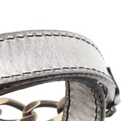 Pre Owned Fendi Black/Silver Canvas and Patent Leather B Shoulder Bag