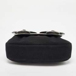 Pre Owned Fendi Black/Silver Canvas and Patent Leather B Shoulder Bag