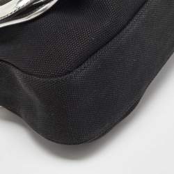 Pre Owned Fendi Black/Silver Canvas and Patent Leather B Shoulder Bag