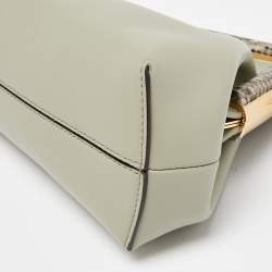 Pre Owned Fendi Avocado Green Leather and Python Small First Clutch