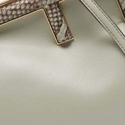 Pre Owned Fendi Avocado Green Leather and Python Small First Clutch