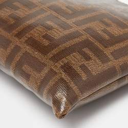 Pre Owned Fendi Brown Zucca Coated Canvas Zip Pouch 
