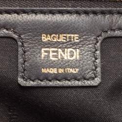 Fendi Black Zucca Embossed Leather Medium Baguette Bag