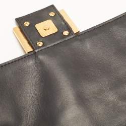 Fendi Black Zucca Embossed Leather Medium Baguette Bag
