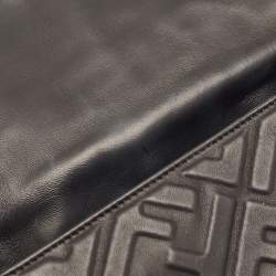 Fendi Black Zucca Embossed Leather Medium Baguette Bag