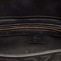 Fendi Black Zucca Embossed Leather Medium Baguette Bag
