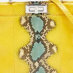 مملوكة مسبقًا Fendi Yellow Python Medium Peekaboo Top Handle Bag
