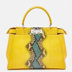 مملوكة مسبقًا Fendi Yellow Python Medium Peekaboo Top Handle Bag