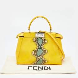 مملوكة مسبقًا Fendi Yellow Python Medium Peekaboo Top Handle Bag