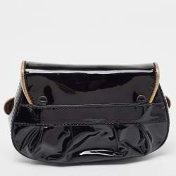 Pre Owned Fendi Black/Gold Patent and Leather B Clutch