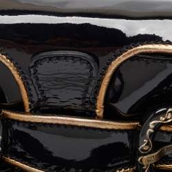 Pre Owned Fendi Black/Gold Patent and Leather B Clutch